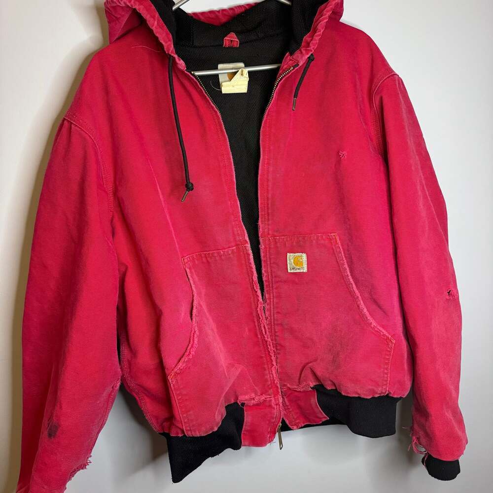 Vintage Y2K Carhartt red active hooded work wear jacket